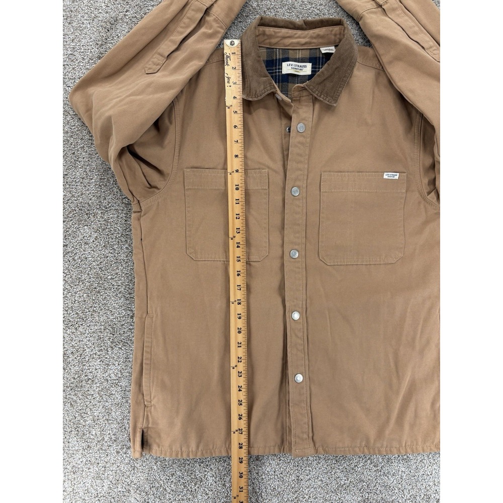 Levi Strauss Signature Utility Shirt Jacket Mens M Khaki Fleece Lined Canvas NEW - Picture 10 of 10